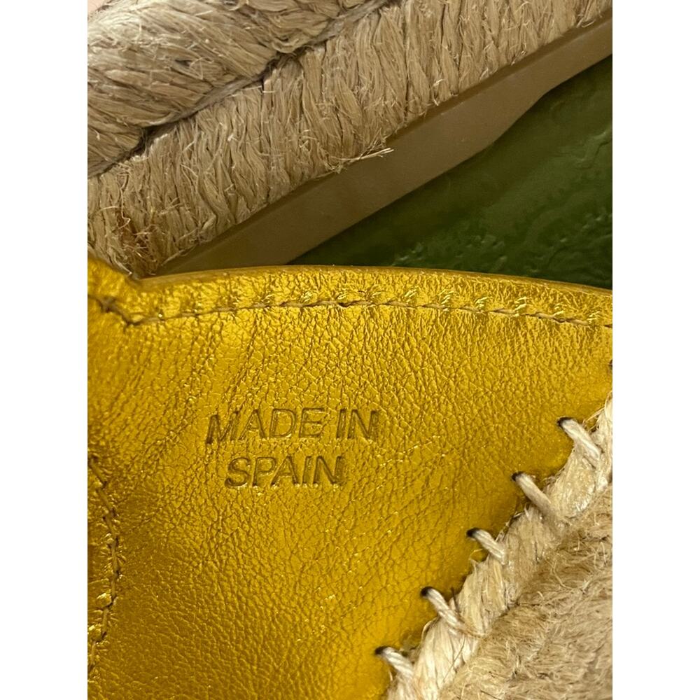 Gucci Interlocking G Cut Out Espadrille Gold Leather GG Slide Sandal 38.5 - Picture 10 of 10